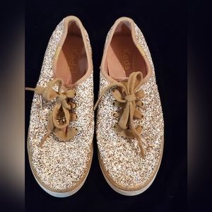 Girls Gold Glitter Keds Size CM 19